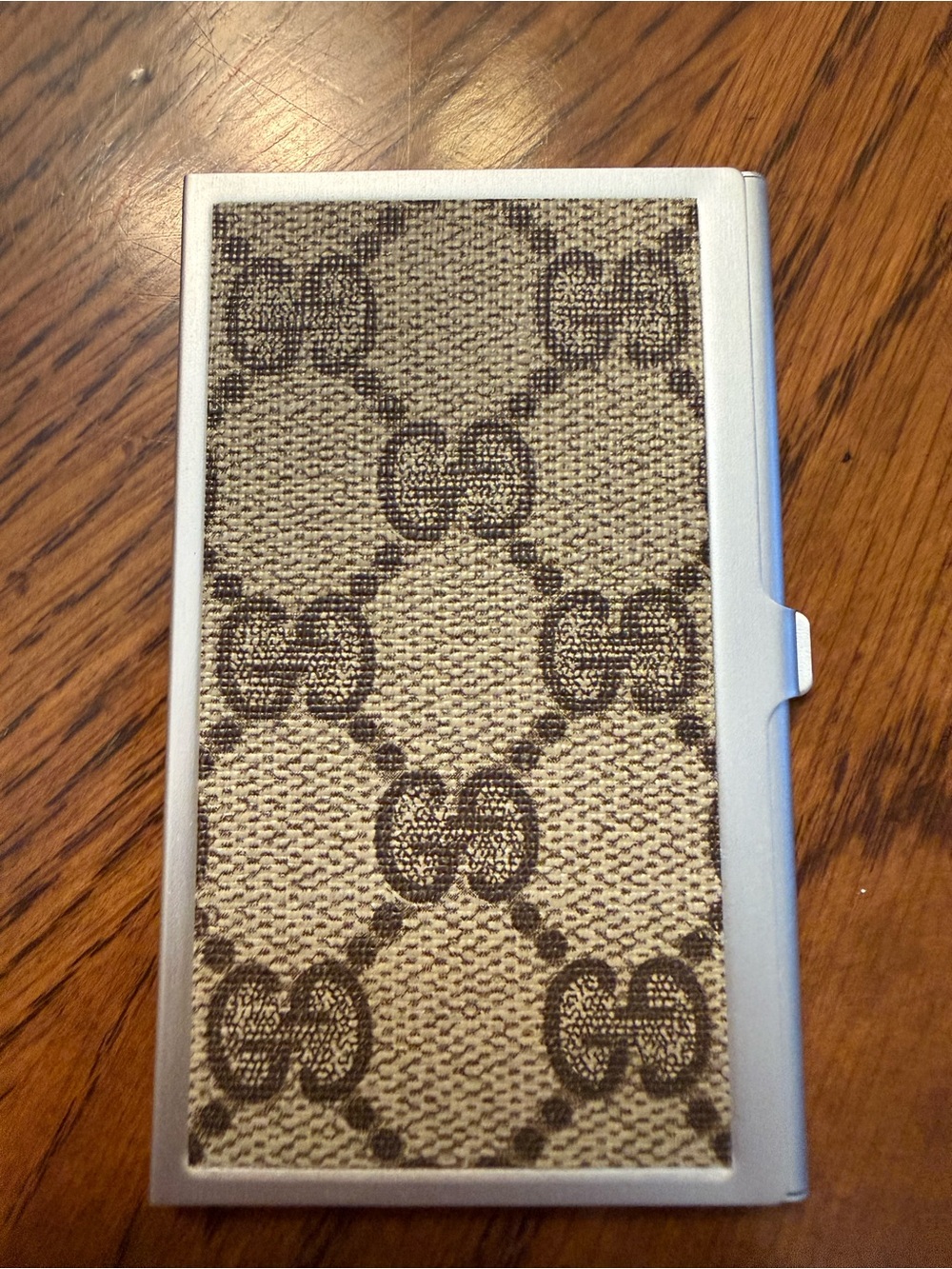 Upcycled Gucci GG Supreme Canvas Metal Business Card Holder
